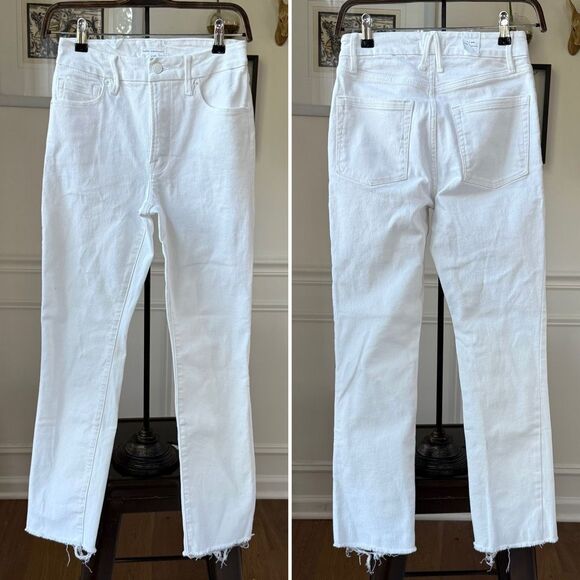 NWOT Good American High Rise Straight Raw Hem Jeans in W037 White $118 2 26 - Picture 2 of 9